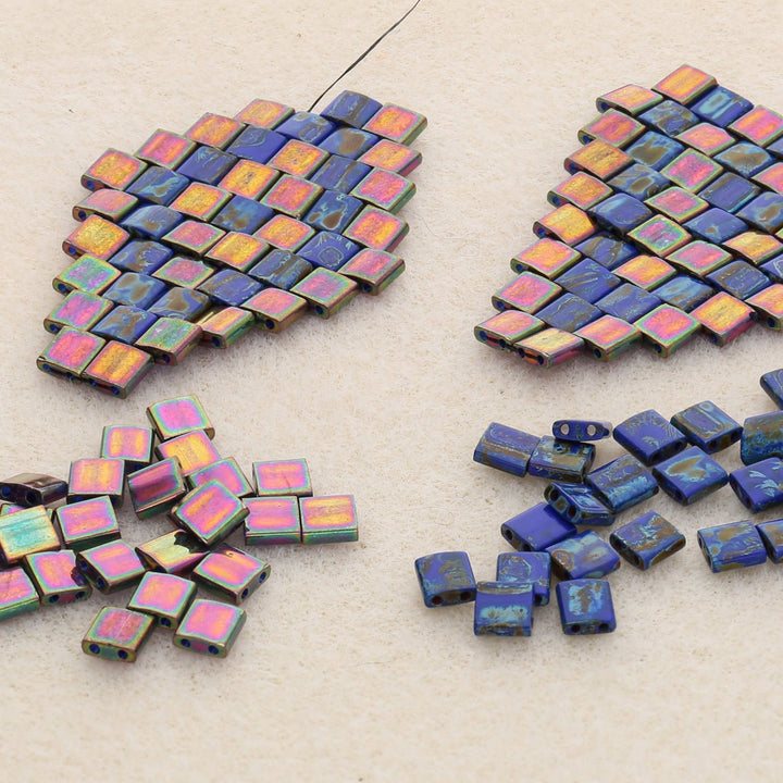 Miyuki Tila bead 5 mm - Picasso Opaque Cobalt - PerlineBeads