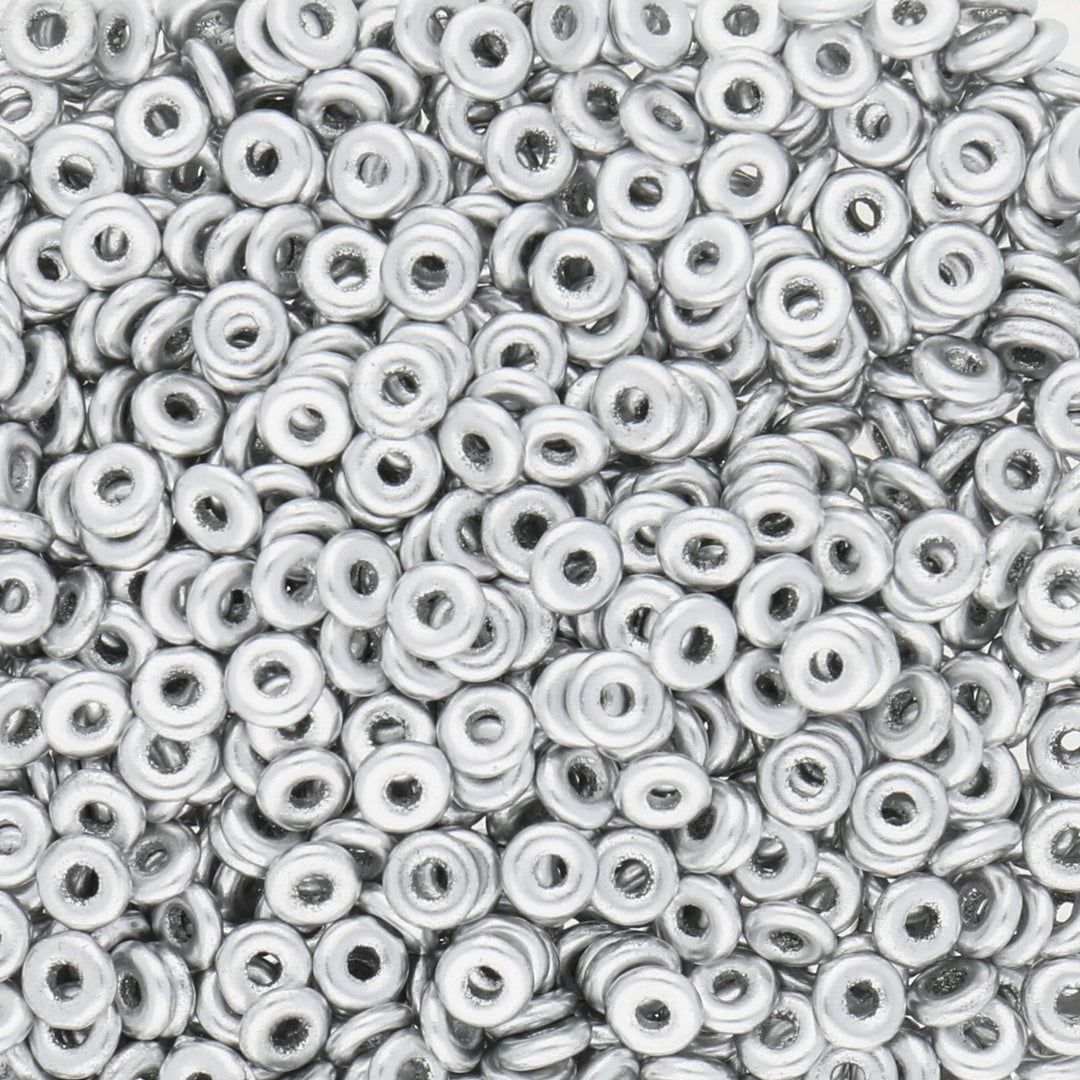 O Beads 3.8 x 1 mm - Aluminium Silver - PerlineBeads