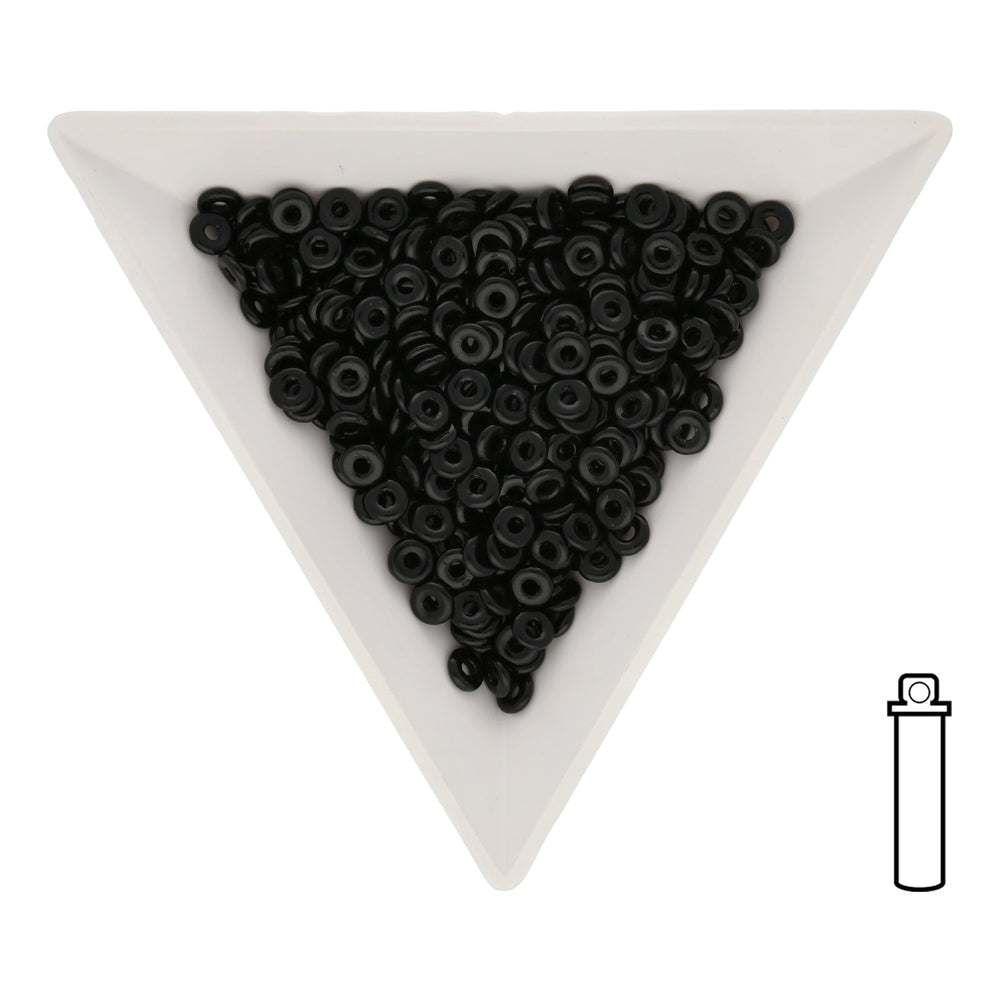 O Beads 3.8 x 1 mm - Jet - PerlineBeads