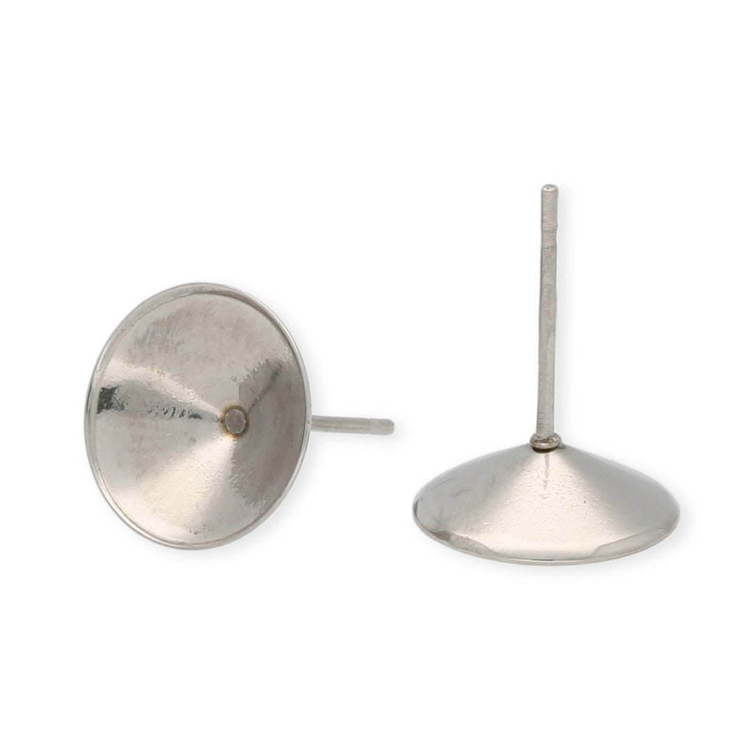 Ohrstecker mit 10 mm konische Platte – 304 Edelstahl (2 Stk.) - PerlineBeads