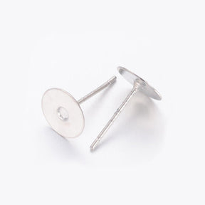 Ohrstecker mit 8 mm Platte - Platinfarbe - PerlineBeads
