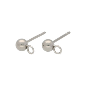 Ohrstecker mit Kugel 4 mm - Stahlfarbe - PerlineBeads