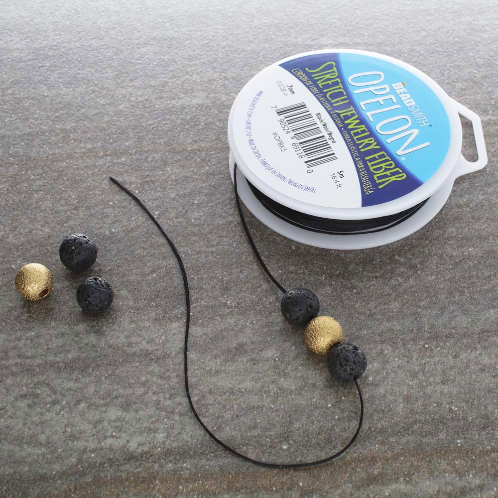 Opelon elastische Schmuck-Faserkordel 0.7 mm - schwarz - PerlineBeads