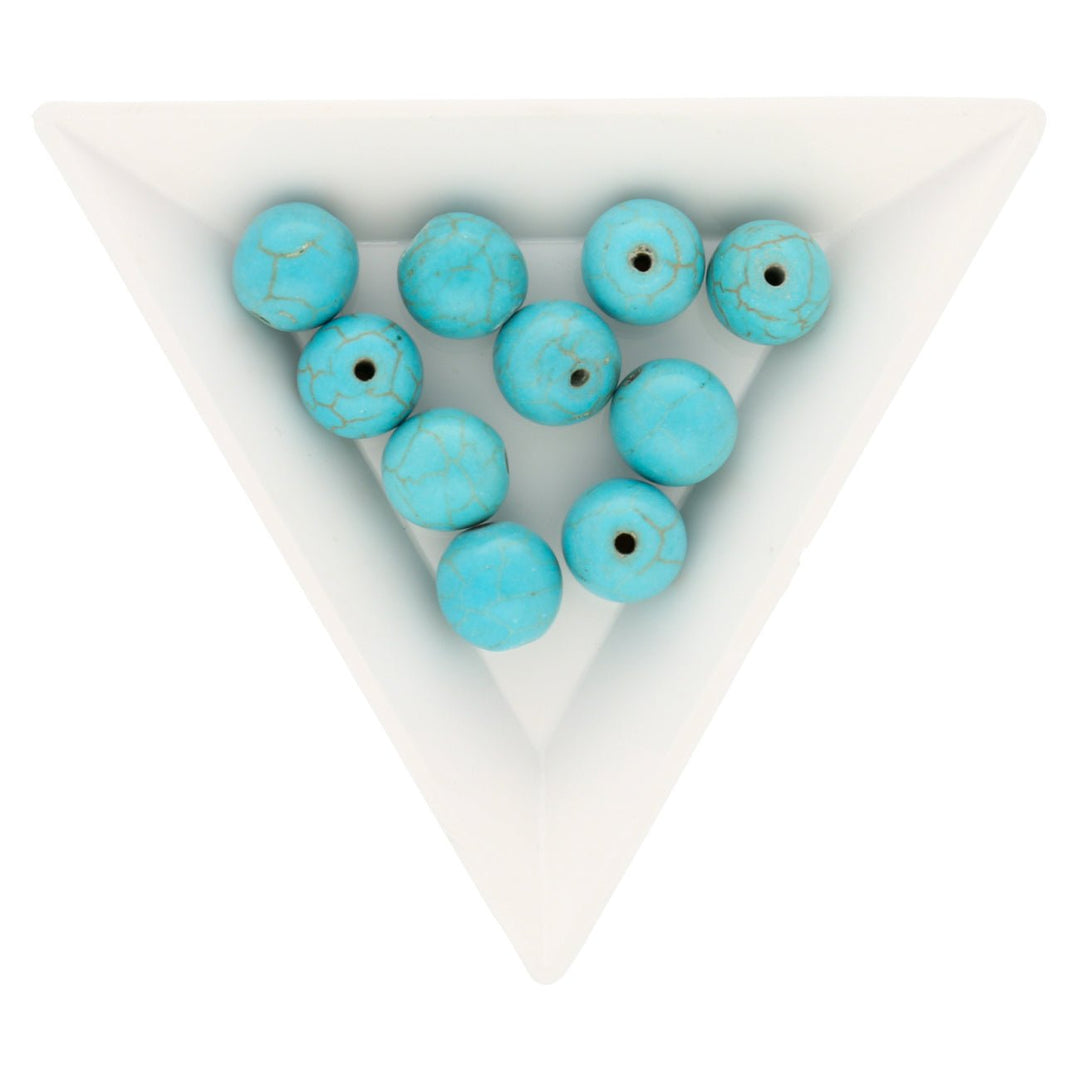 Perle aus synthetischem Türkis - rund – 10 mm (10 Stk.) - PerlineBeads