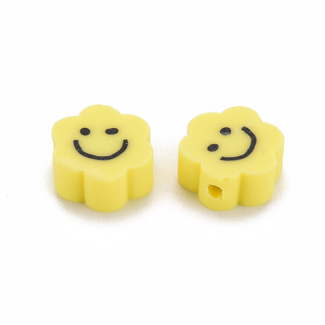 Perlen aus Polymer-Paste – Blume mit lächelndem Gesicht (Smiley) - PerlineBeads
