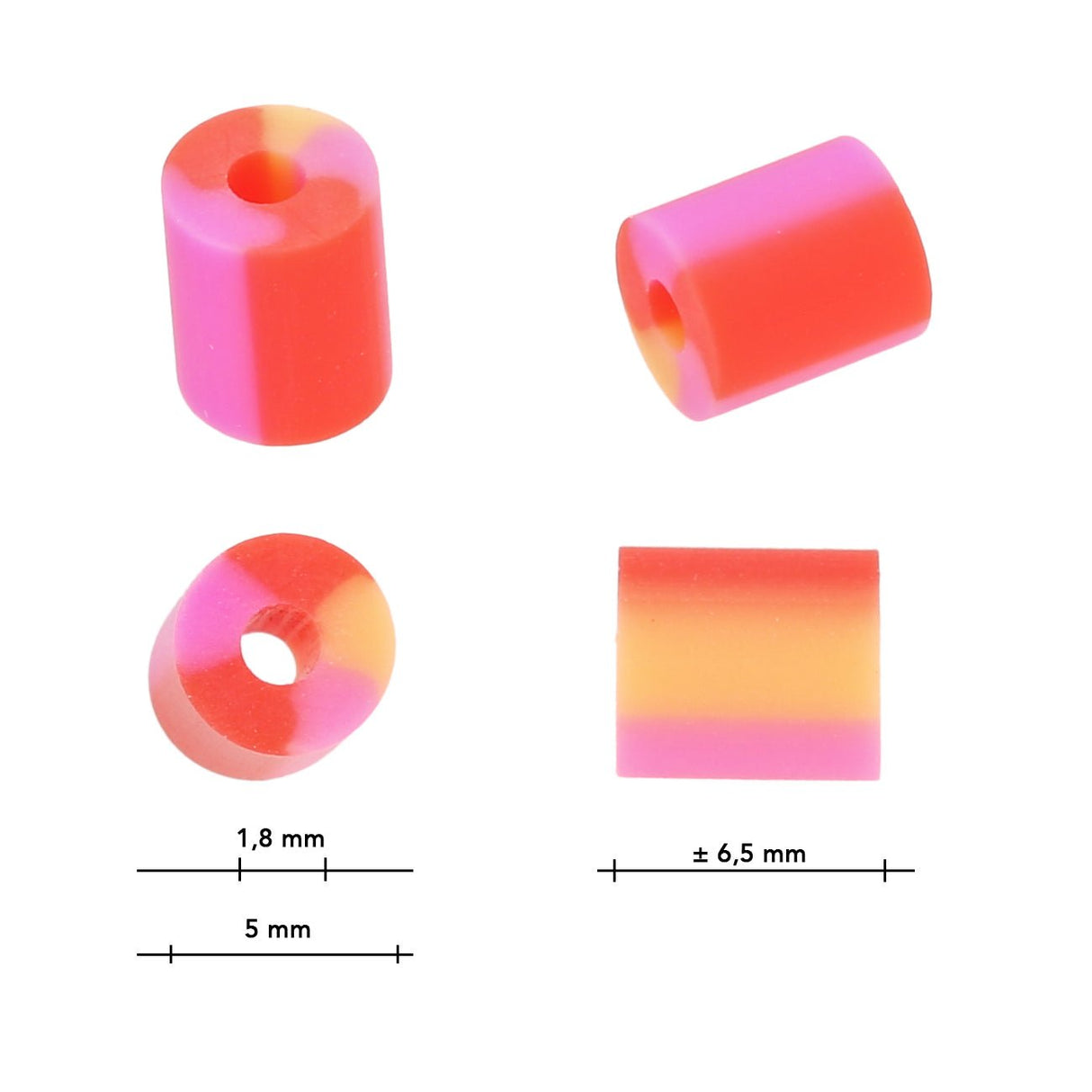 Perlen aus Polymer-Paste – Zylindrisch - Light Salmon - PerlineBeads