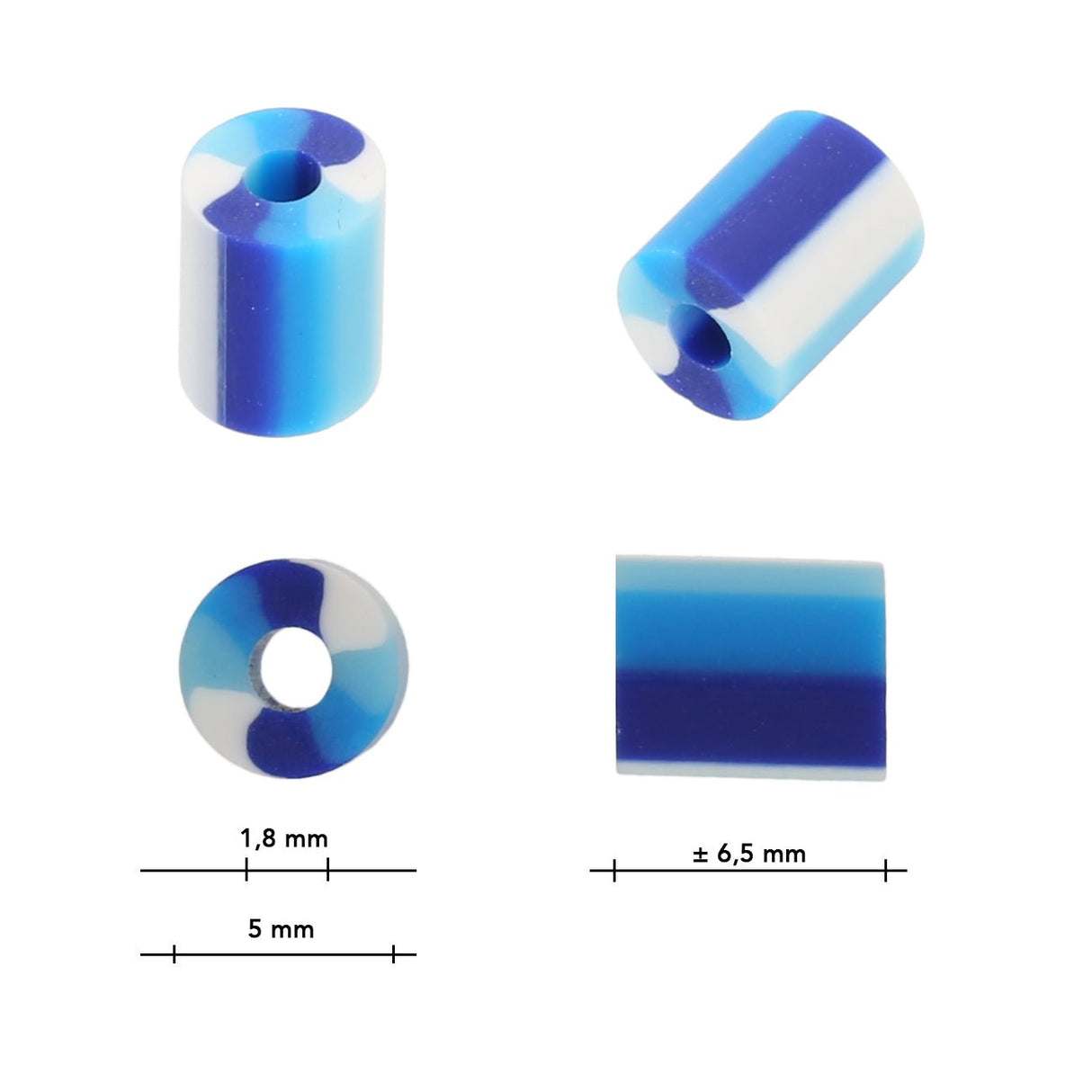 Perlen aus Polymer-Paste – Zylindrisch - Midnight Blue - PerlineBeads