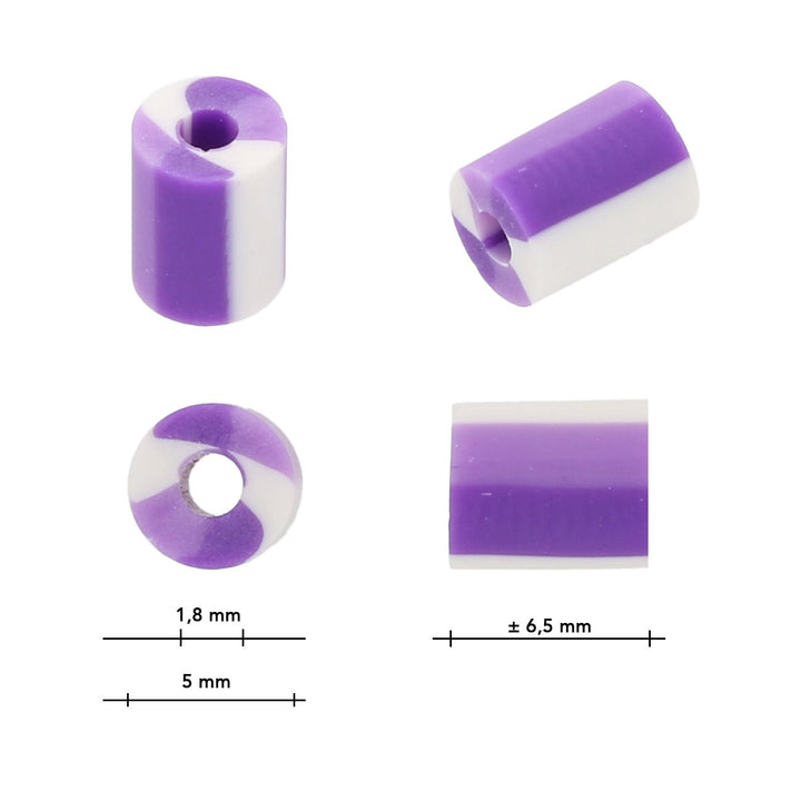 Perlen aus Polymer-Paste – Zylindrisch - Violet - PerlineBeads