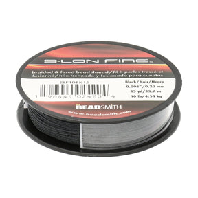 Perlenfaden S-Lon Fire 10lb - Black (13,7 m) - PerlineBeads