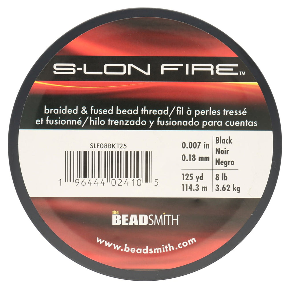 Perlenfaden S-Lon Fire 8lb - Black (114,3 m) - PerlineBeads