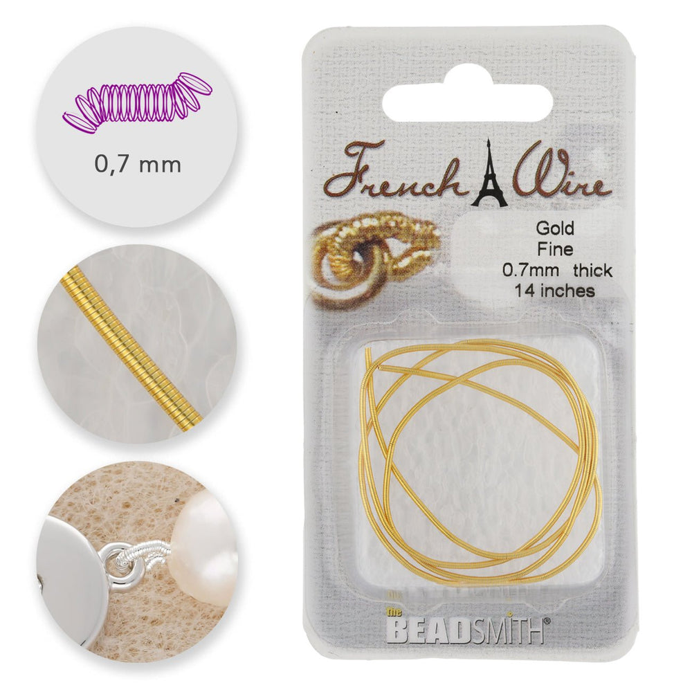 Perlspiraldraht (French Wire) 0,7 mm - Fine - Farbe Gold - PerlineBeads