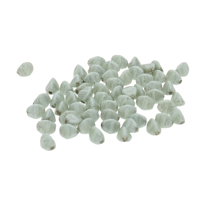 Pinch Bead 5x3 mm - White Green Luster - PerlineBeads