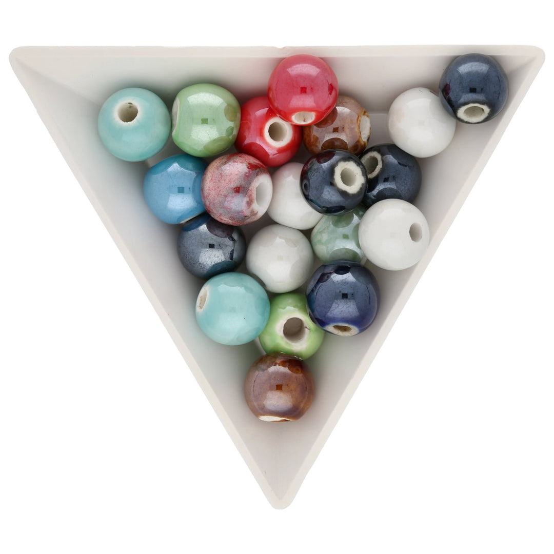 Porzellanperlen rund 10 mm - Farbenmix - PerlineBeads