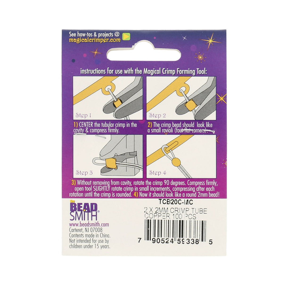 Quetschperlen - Magical Crimps, Rohr 2x2 mm - Kupfer - PerlineBeads