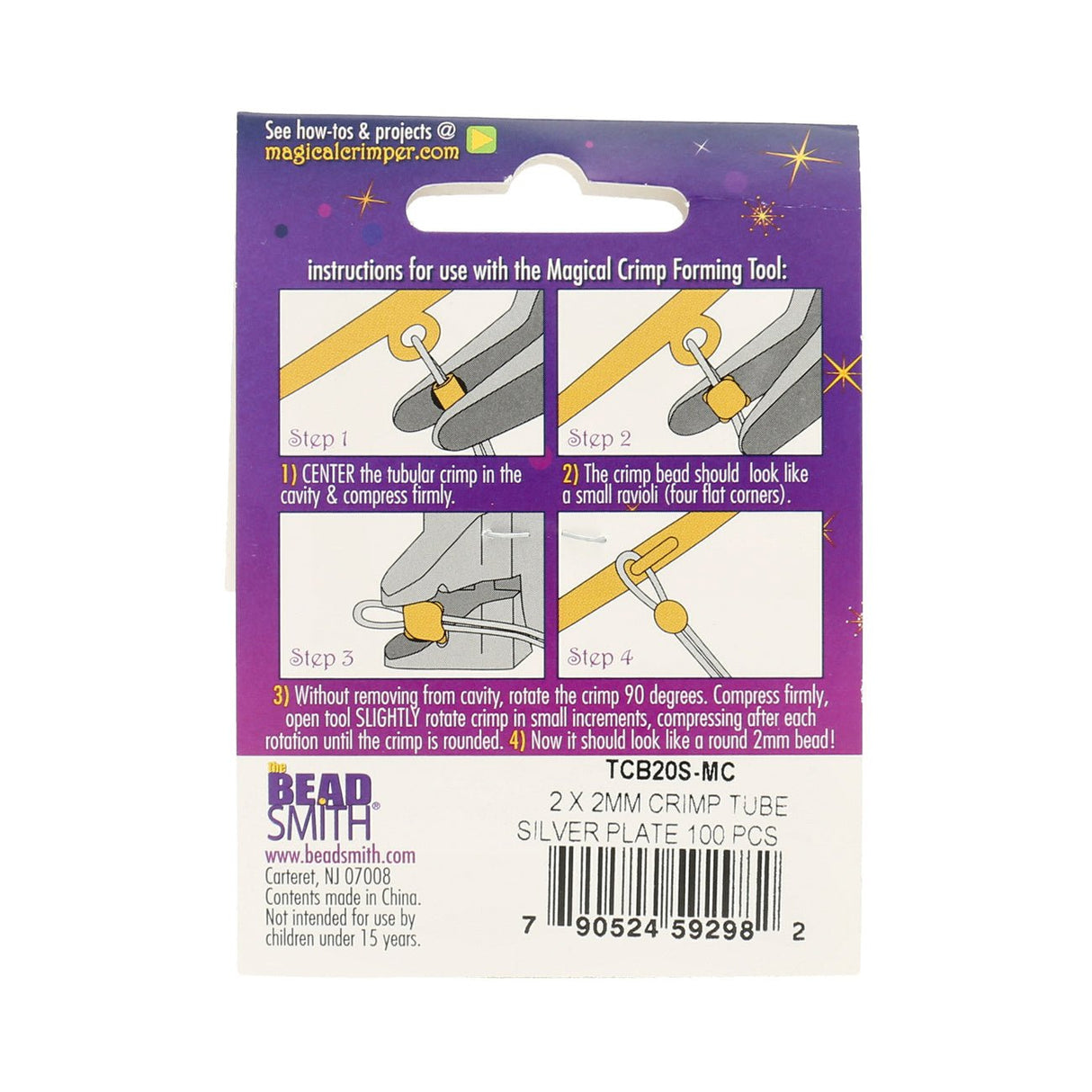 Quetschperlen - Magical Crimps, Rohr 2x2 mm - Versilbert - PerlineBeads