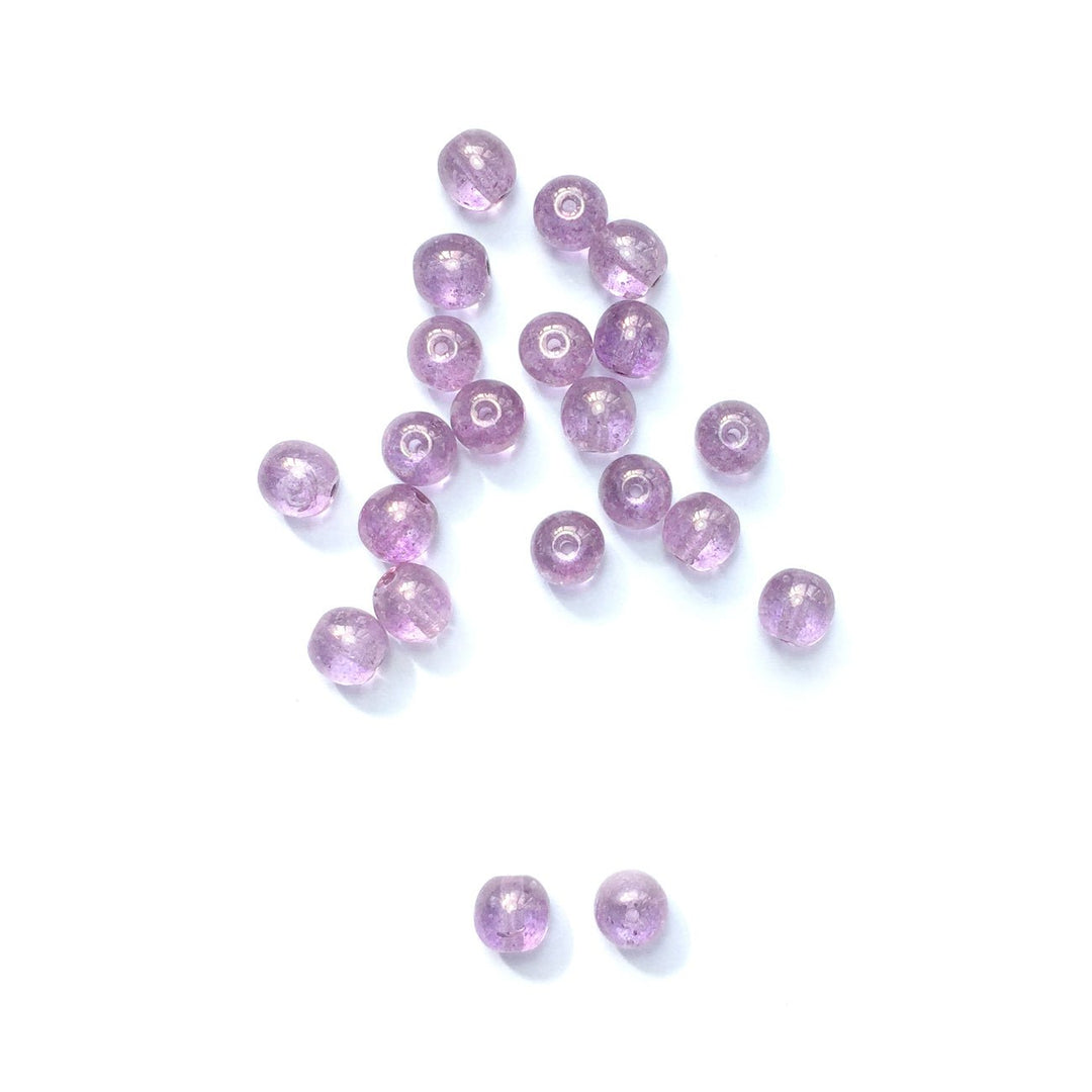 Recycelte Glasperlen 7 mm - Purple Bubbles - PerlineBeads