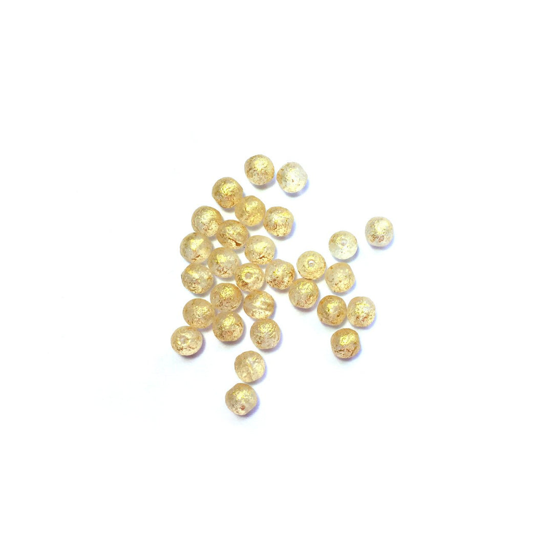 Recycelte Glasperlen 7 mm - Rough Gold Bubbles - PerlineBeads