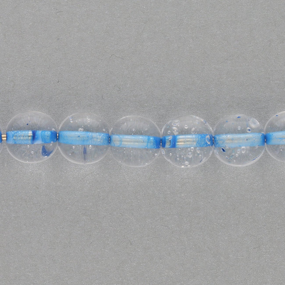 Recycelte Glasperlen 8 mm - Lined Bubbles Blue - PerlineBeads