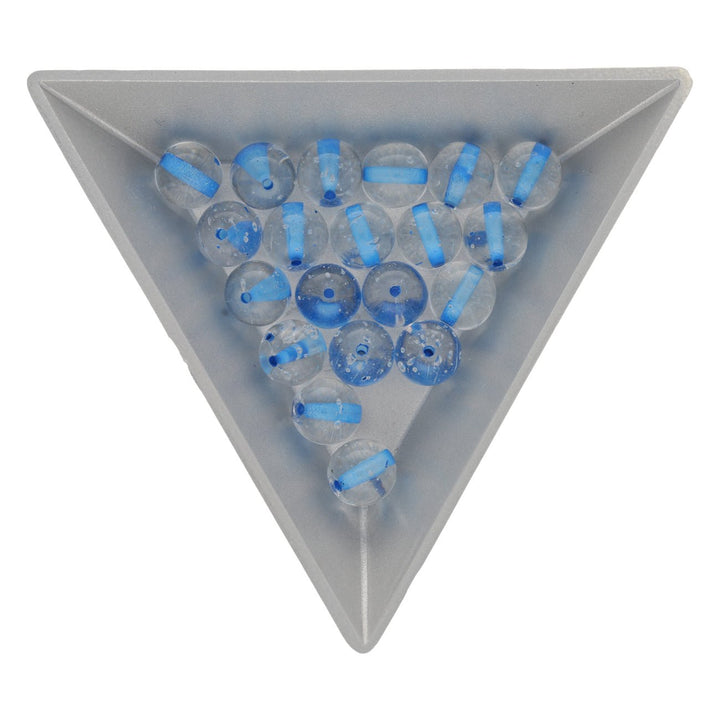 Recycelte Glasperlen 8 mm - Lined Bubbles Blue - PerlineBeads