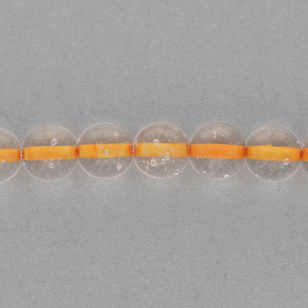 Recycelte Glasperlen 8 mm - Lined Bubbles Orange - PerlineBeads