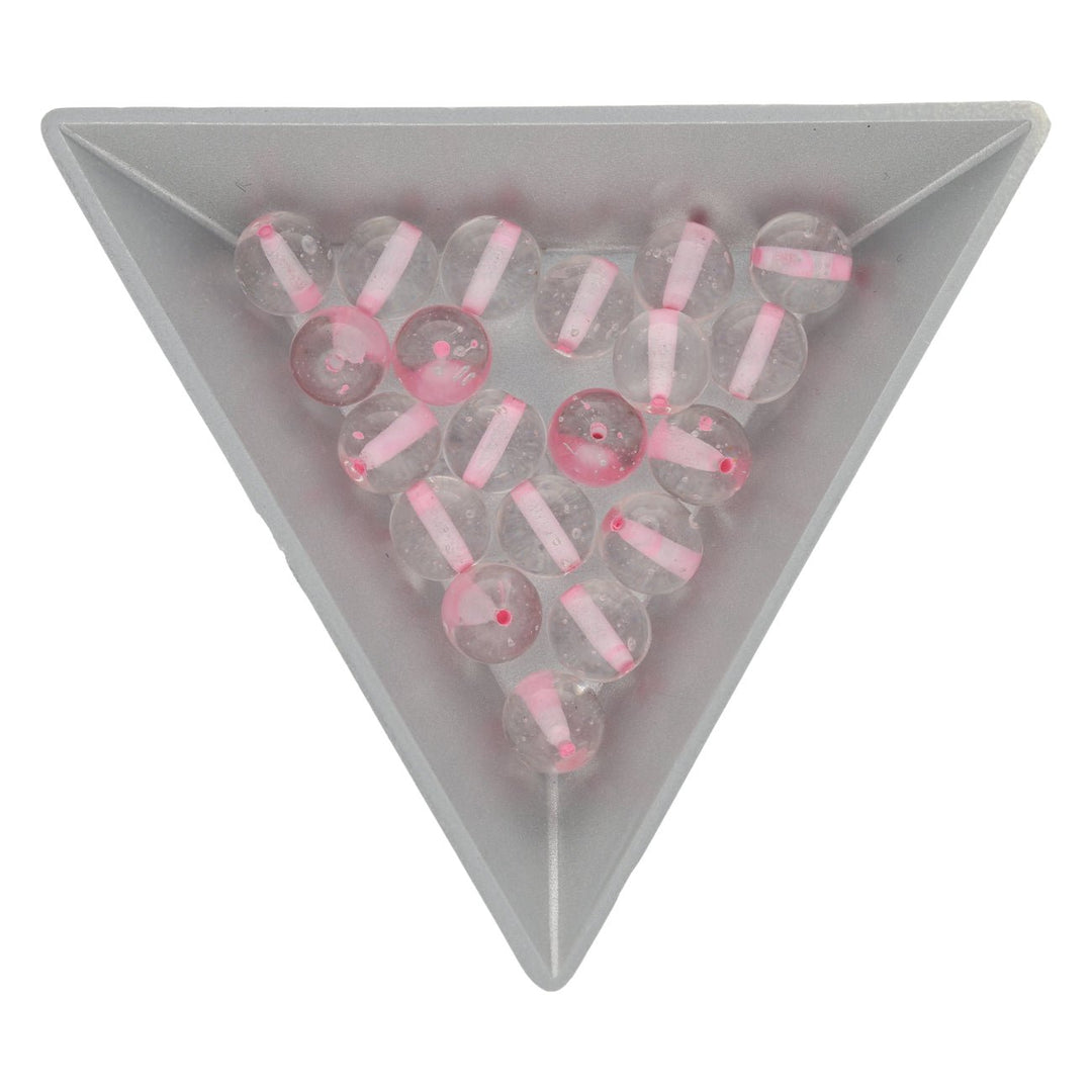 Recycelte Glasperlen 8 mm - Lined Bubbles Pink - PerlineBeads