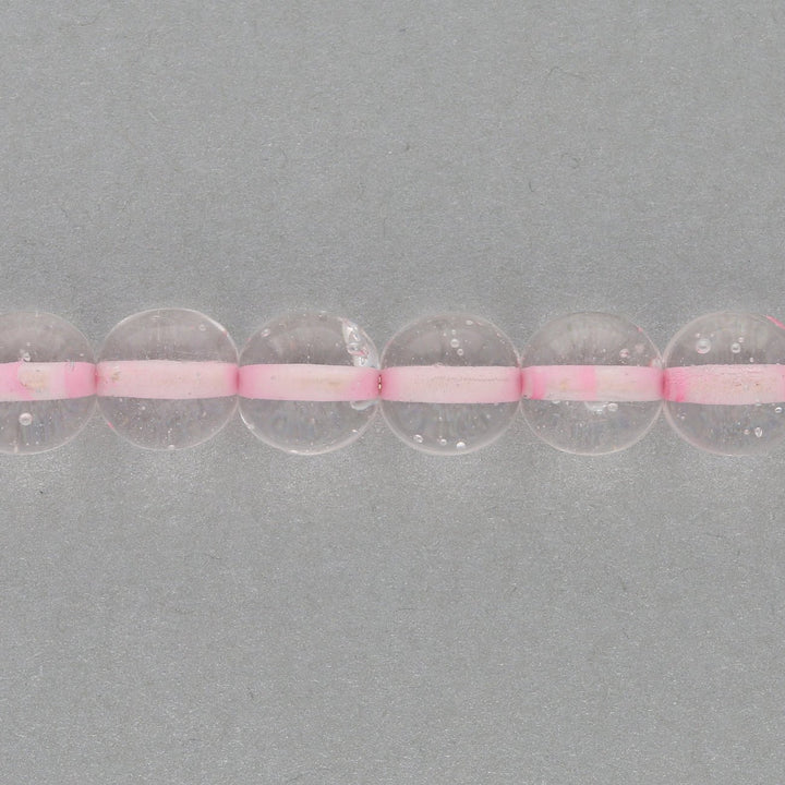 Recycelte Glasperlen 8 mm - Lined Bubbles Pink - PerlineBeads