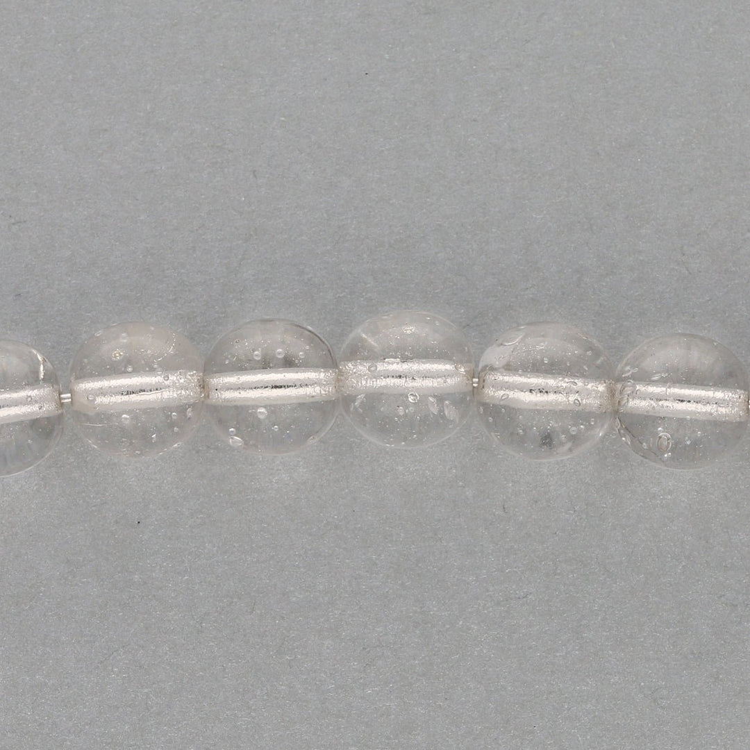 Recycelte Glasperlen 8 mm - Lined Bubbles Silver - PerlineBeads