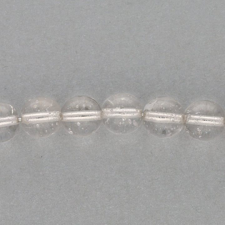 Recycelte Glasperlen 8 mm - Lined Bubbles Silver - PerlineBeads