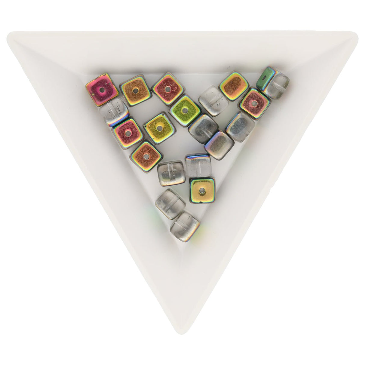 Recycelte Glasperlen "Cubes" - Metallic Rainbow - PerlineBeads