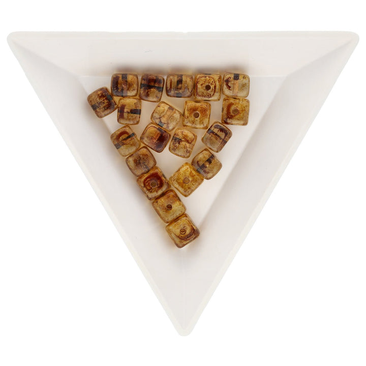 Recycelte Glasperlen "Cubes" - Old Whisky - PerlineBeads