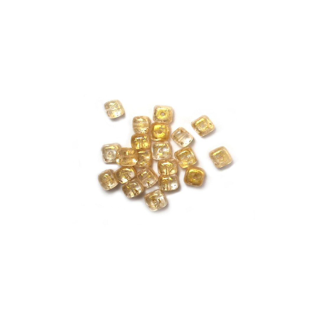 Recycelte Glasperlen "Cubes" - Rough Gold - PerlineBeads