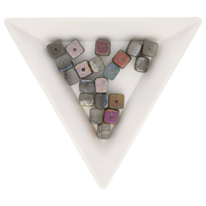 Recycelte Glasperlen "Cubes" - Rusty Chrome - PerlineBeads