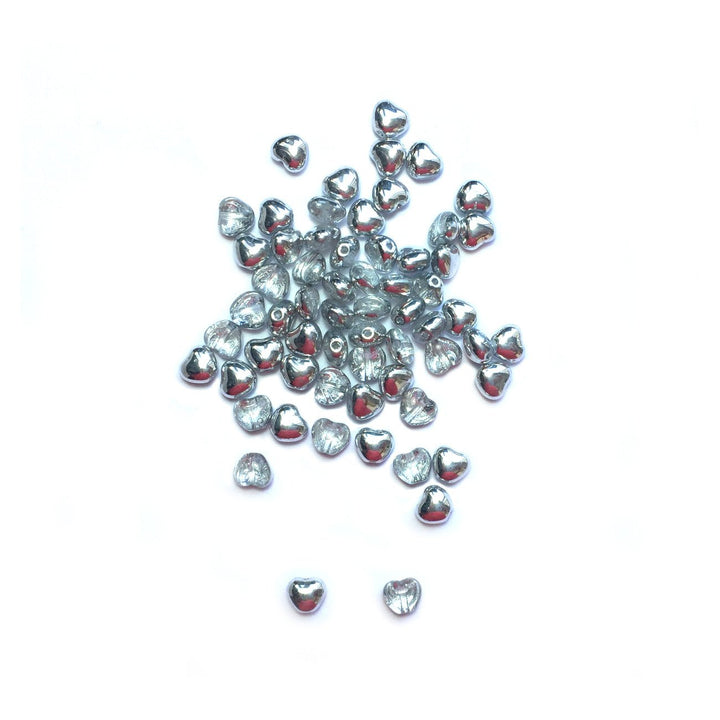 Recycelte Glasperlen "Hearts" - Half Silver - PerlineBeads