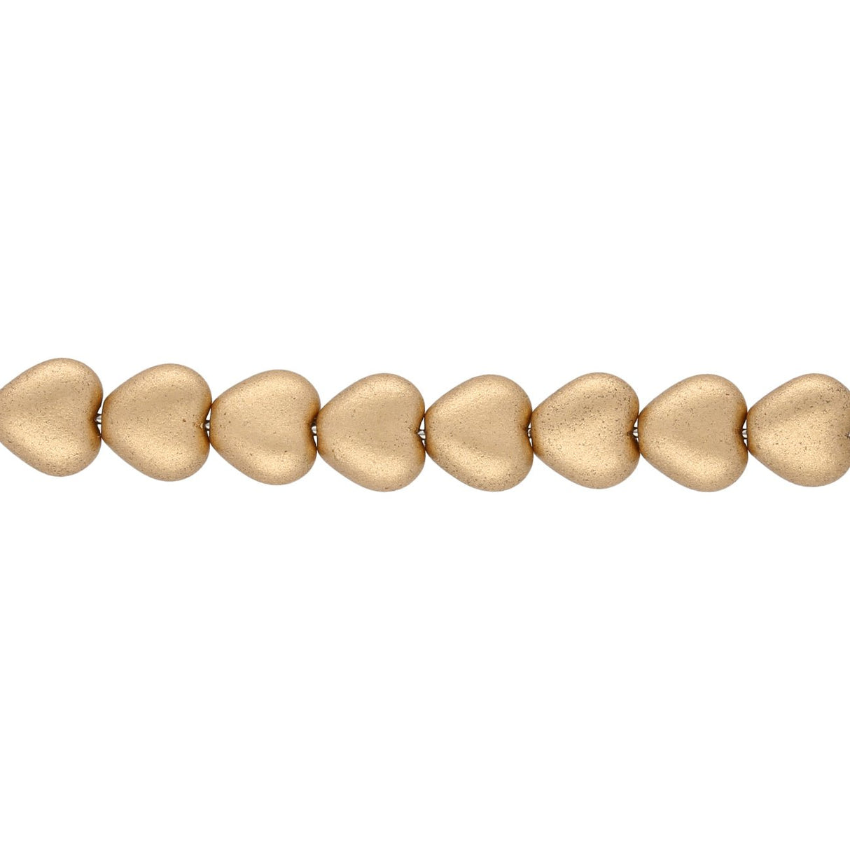 Recycelte Glasperlen "Hearts" - Matt Gold - PerlineBeads