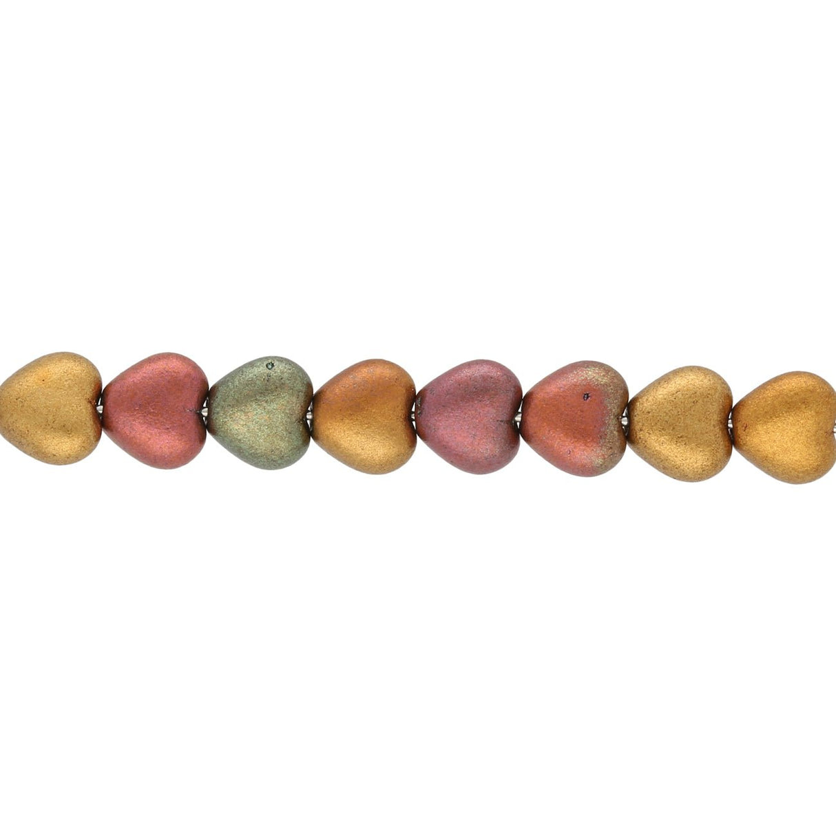 Recycelte Glasperlen "Hearts" - Metallic Candy - PerlineBeads