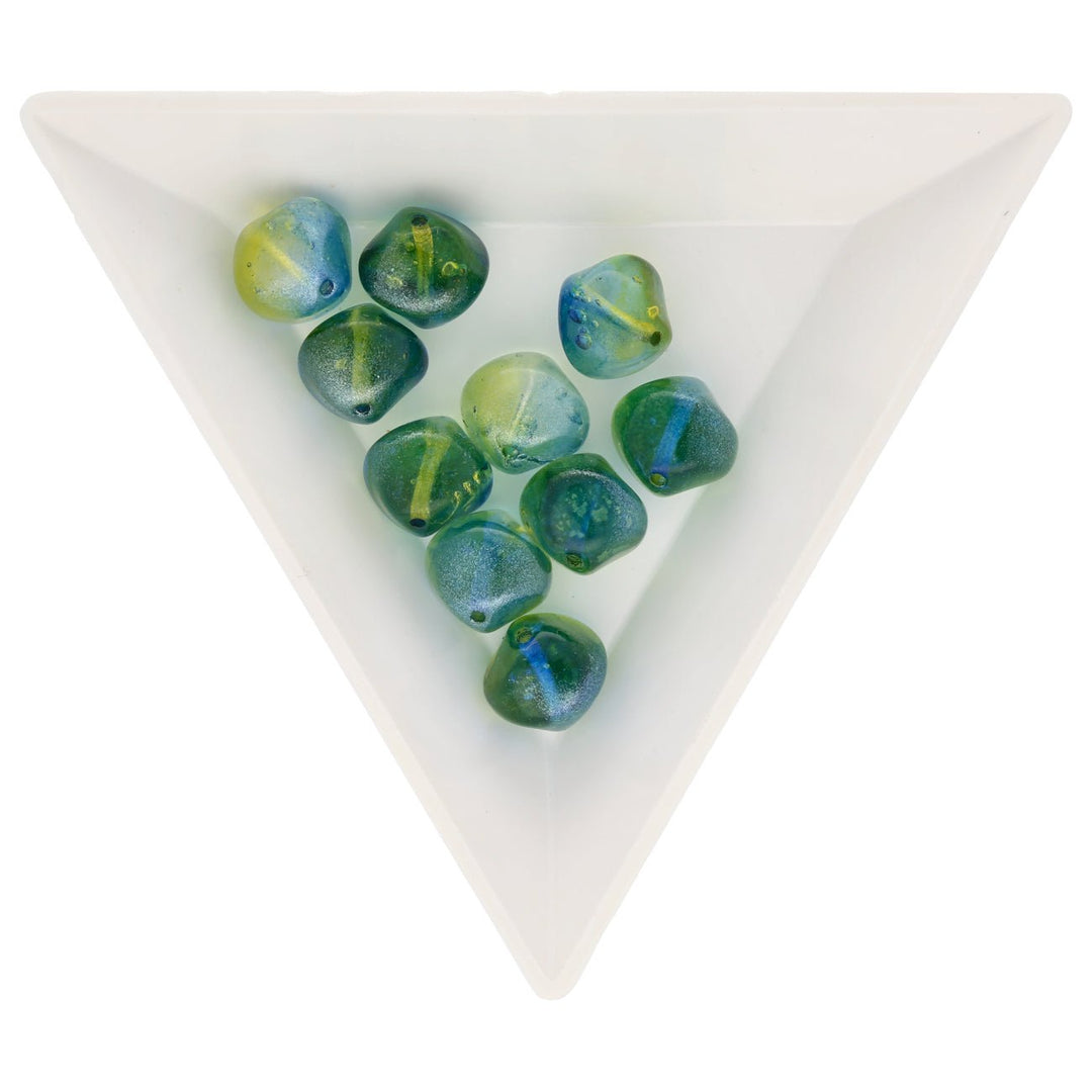 Recycelte Glasperlen "Organic Bicone" - Green & Blue - PerlineBeads