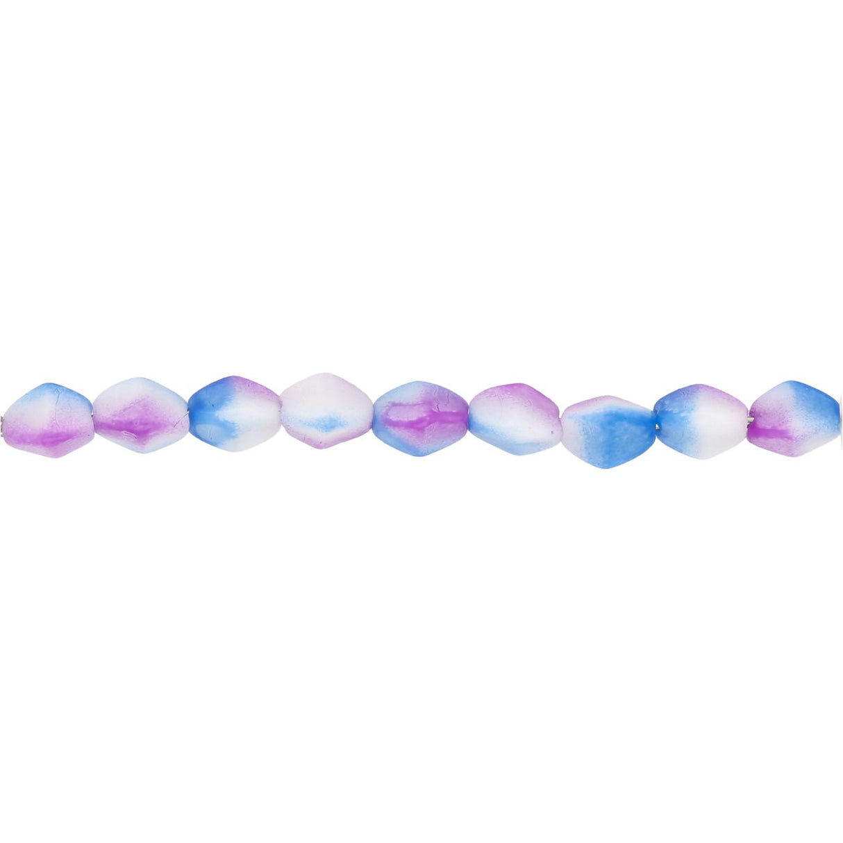 Recycelte Glasperlen "Tiny Bicone" - Blue White Fuchsia - PerlineBeads
