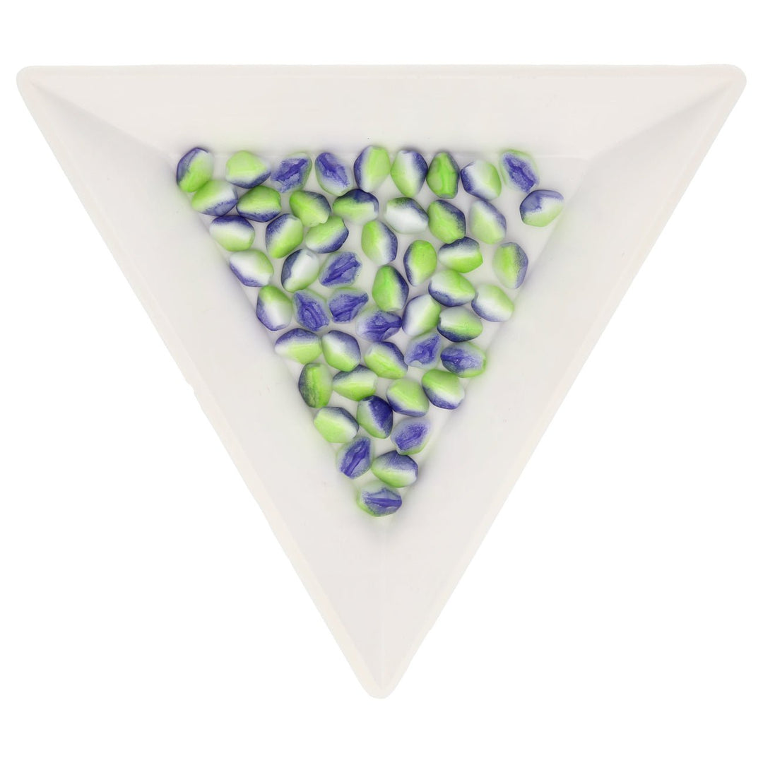 Recycelte Glasperlen "Tiny Bicone" - Green White Purple - PerlineBeads