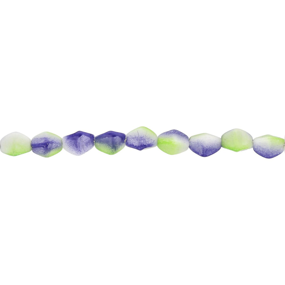 Recycelte Glasperlen "Tiny Bicone" - Green White Purple - PerlineBeads