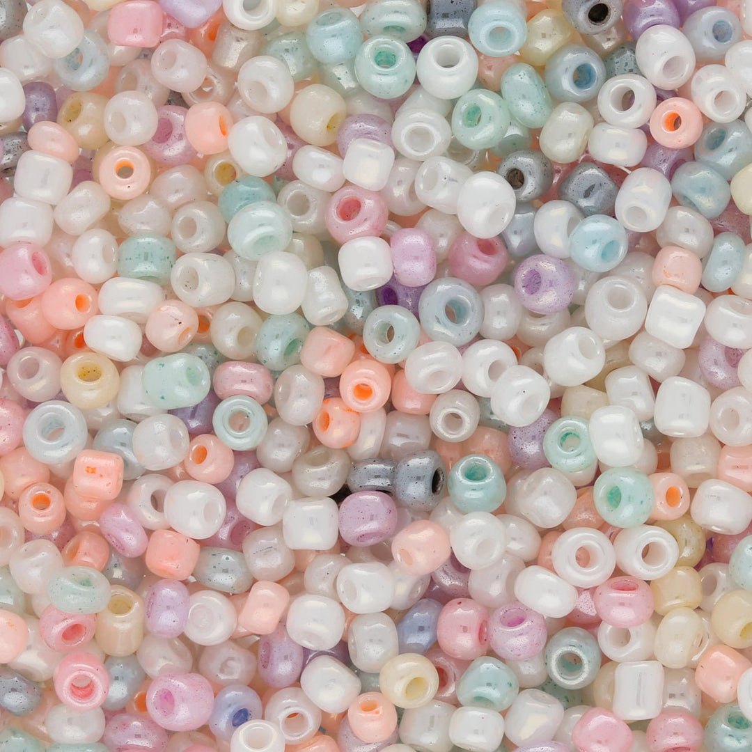 Rocailles Glasperlen 3 mm unregelmässige Grösse – Ceylon Pastel Mix - PerlineBeads