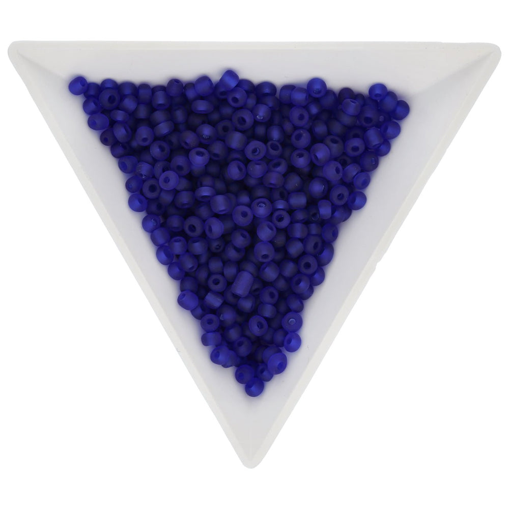 Rocailles Glasperlen 3 mm unregelmässige Grösse – Frosted Blue - PerlineBeads