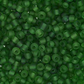 Rocailles Glasperlen 3 mm unregelmässige Grösse – Frosted Green - PerlineBeads