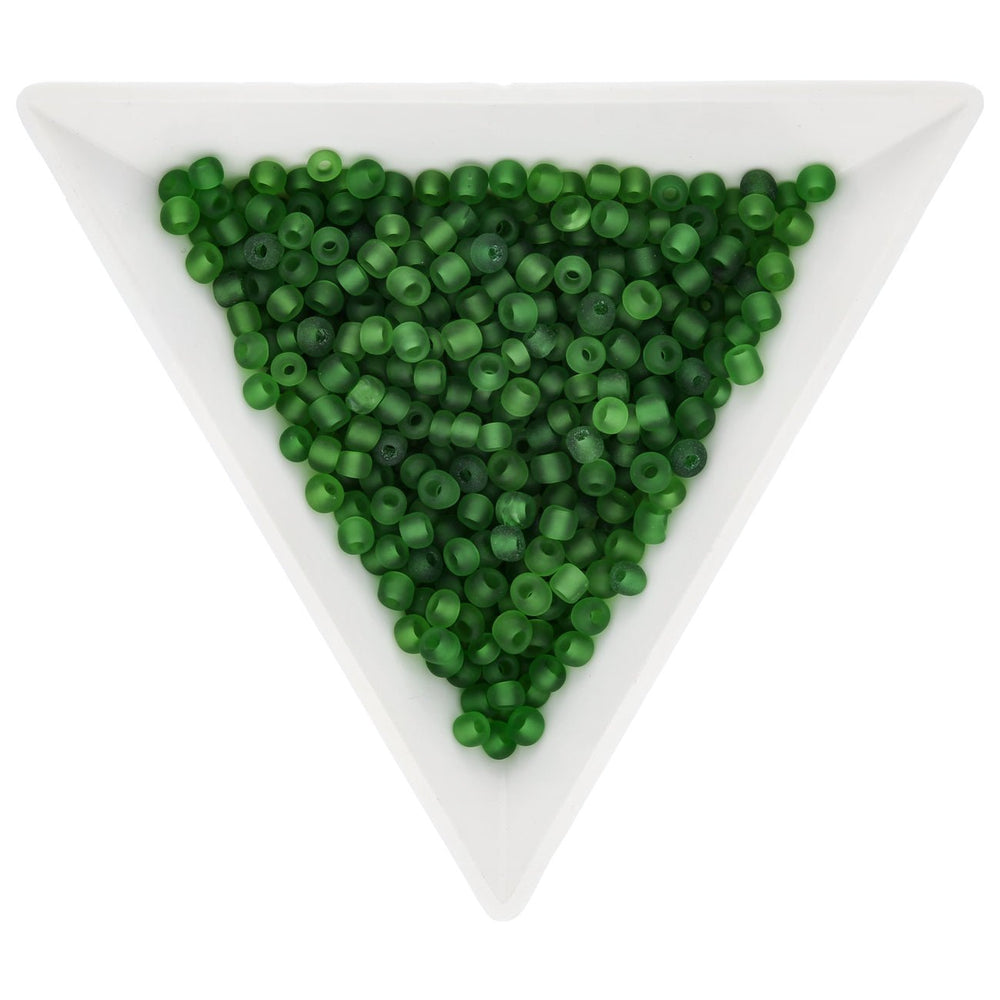 Rocailles Glasperlen 3 mm unregelmässige Grösse – Frosted Green - PerlineBeads