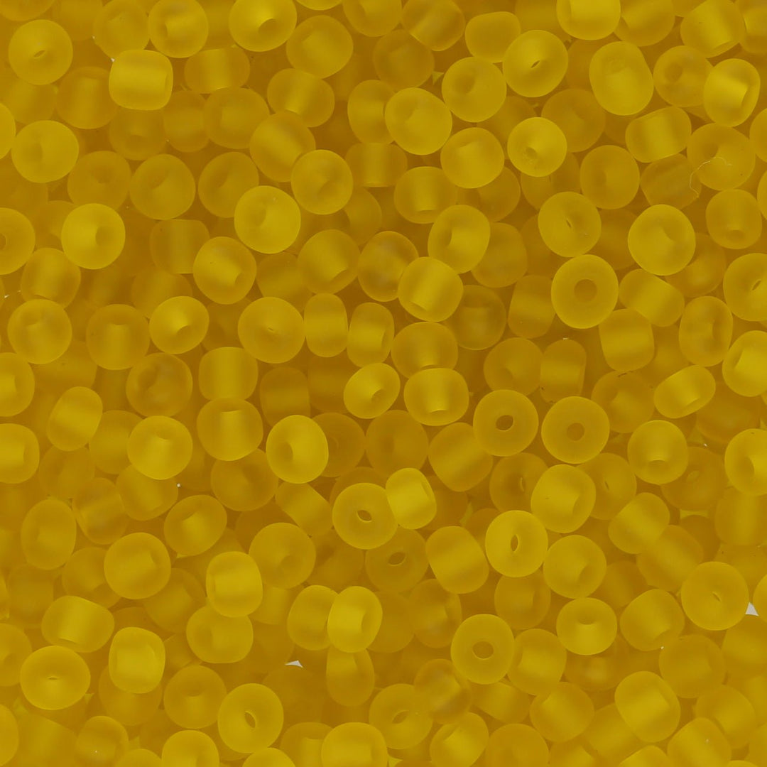 Rocailles Glasperlen 3 mm unregelmässige Grösse – Frosted Yellow - PerlineBeads