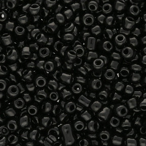 Rocailles Glasperlen 3 mm unregelmässige Grösse – Opaque Black - PerlineBeads