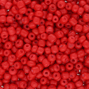 Rocailles Glasperlen 3 mm unregelmässige Grösse – Opaque Red - PerlineBeads