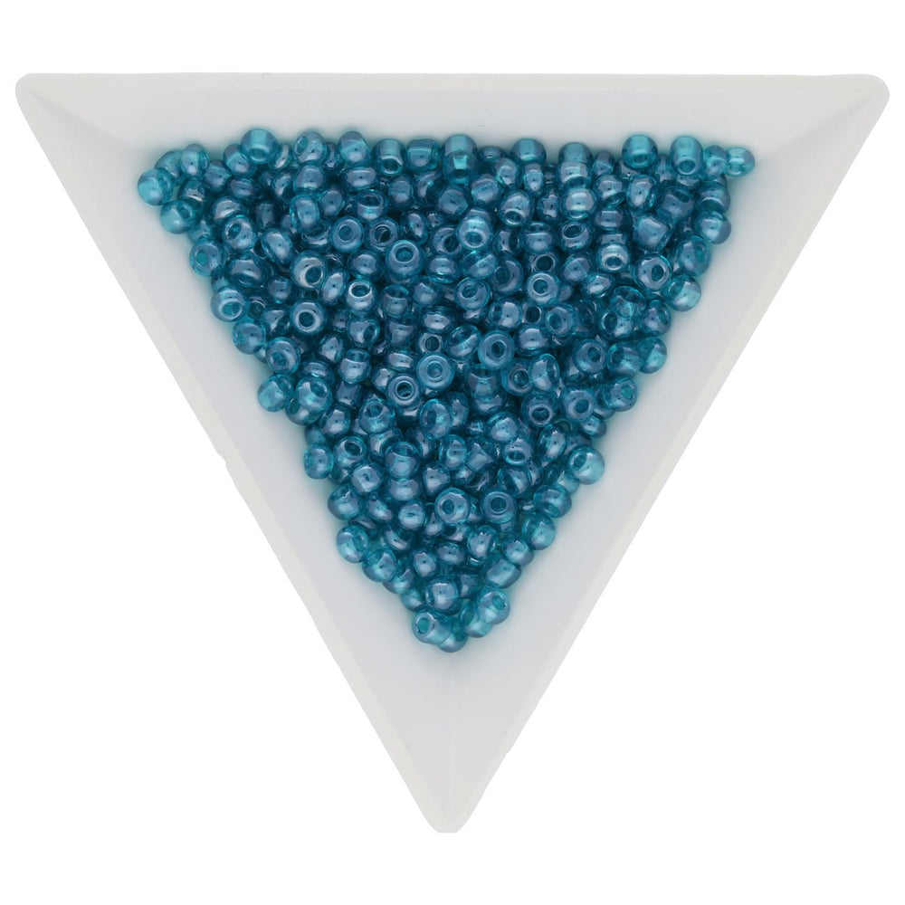 Rocailles Glasperlen 3 mm unregelmässige Grösse – Transparent Lustered Sky Blue - PerlineBeads