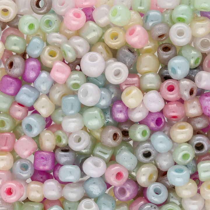Rocailles Glasperlen 4 mm unregelmässige Grösse – Ceylon Pastel Mix 2 - PerlineBeads