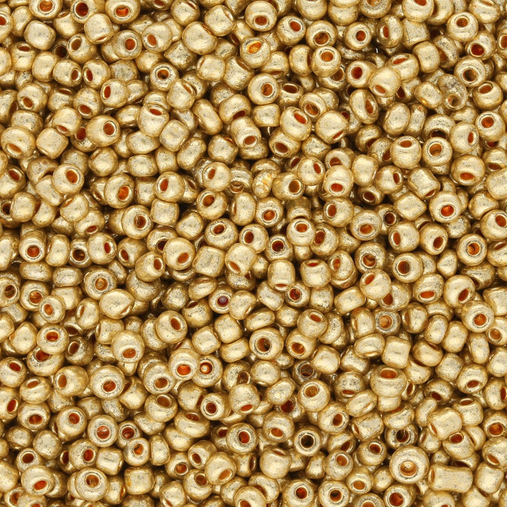 Rocailles Perlen 2 mm unregelmässige Grösse – Light Gold - PerlineBeads