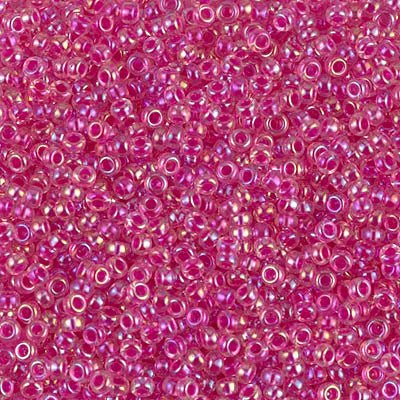Rocailles-Perlen Miyuki 11/0 – Fuchsia Lined Crystal AB - PerlineBeads